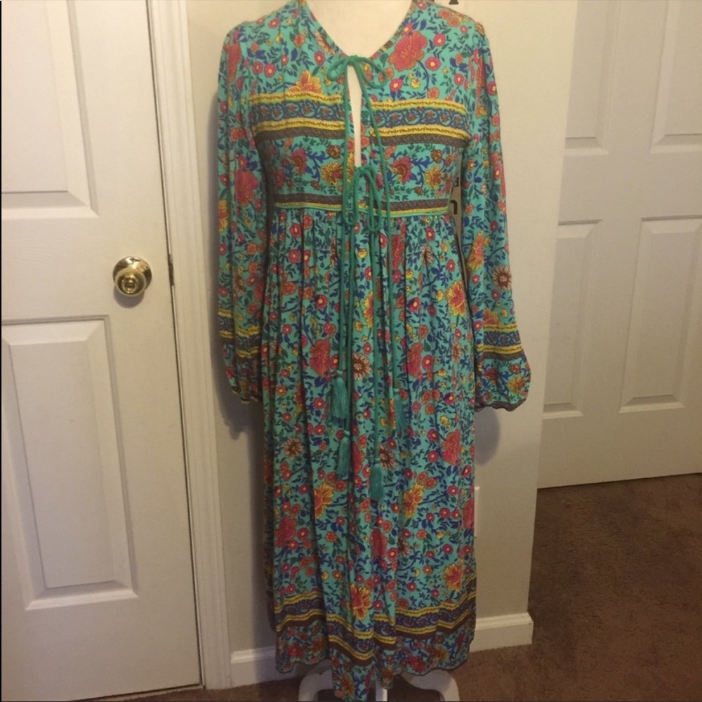 R. Vivimos Mixed Print Boho Midid Dress